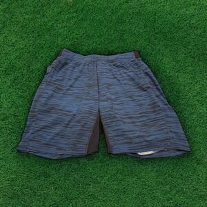 Men's Blue‎ Striped Running Shorts with Liner - Athletic Gym Workout